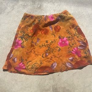 Orange floral mini skirt